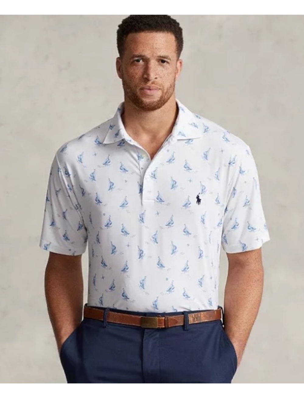 Polo Ralph Lauren Classic Fit Performance Polo Shirt XL white blue sailboat - Picture 3 of 14